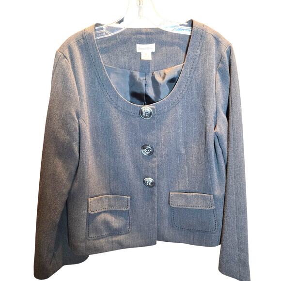 Monroe $ Maine 14 Gray Women's Blazer Jacket Suit Coat Misses Size L Large - Picture 1 of 5